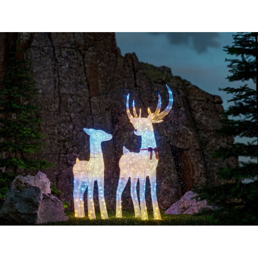 Twinkly - LED RGBW Zatemljiv zunanji božični sob REINGEERS 250 LED IP44 Wi-Fi