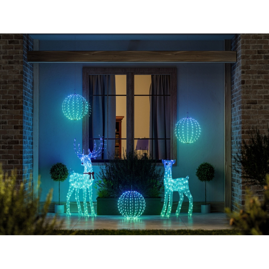 Twinkly - LED RGBW Zatemljiv zunanji božični sob REINGEERS 250 LED IP44 Wi-Fi