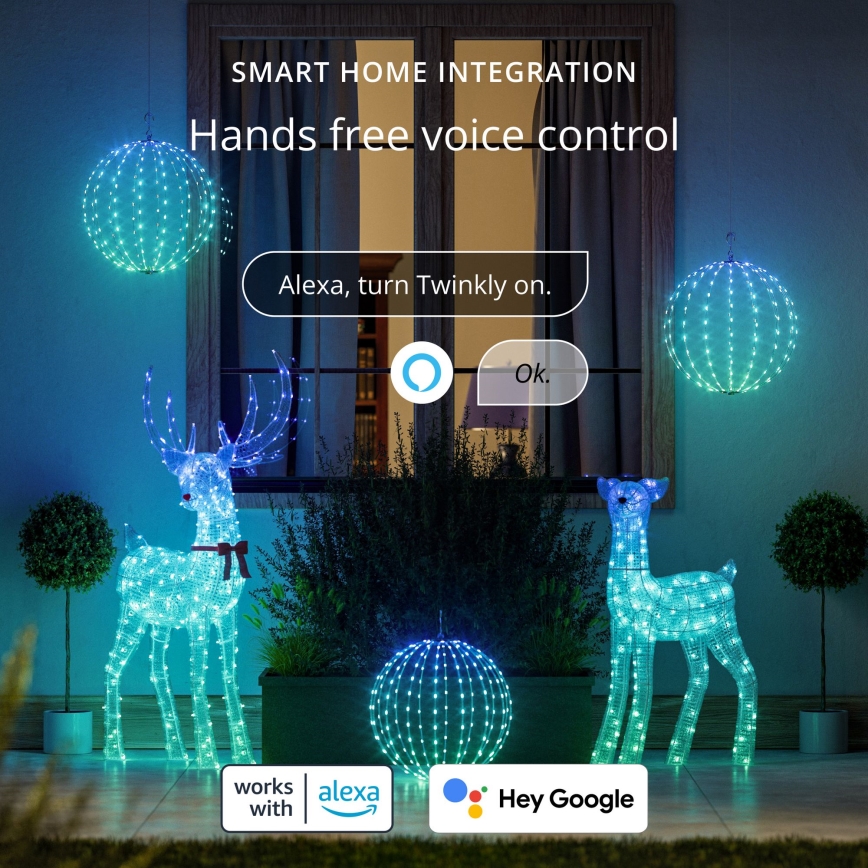 Twinkly - LED RGBW Zatemljiv zunanji božični sob REINGEERS 250 LED IP44 Wi-Fi