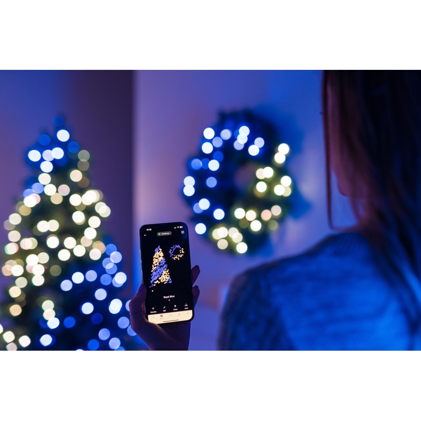 Twinkly - LED RGB Zatemnitveni božični venec 50xLED pr. 60 cm Wi-Fi