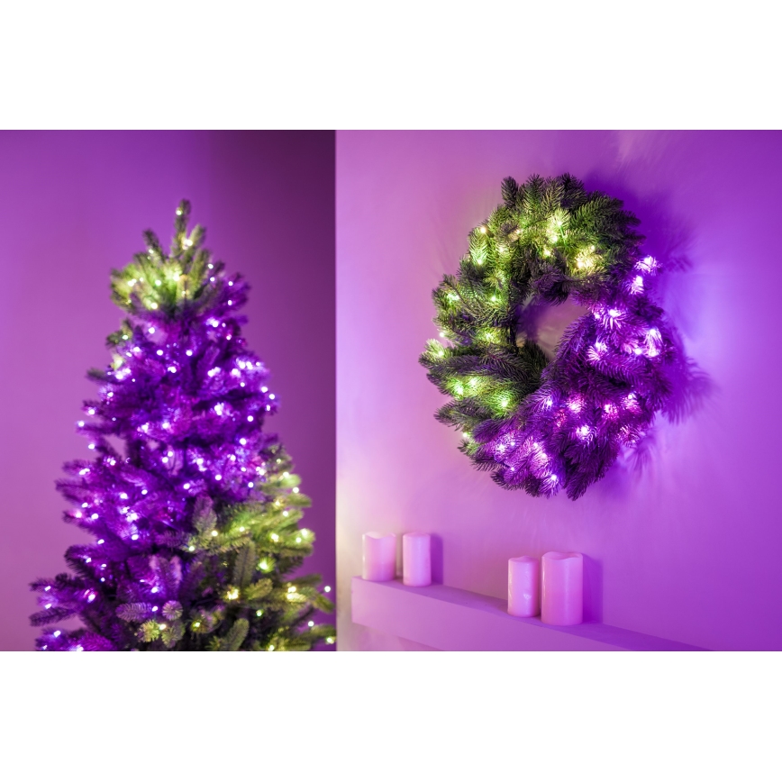 Twinkly - LED RGB Zatemnitveni božični venec 50xLED pr. 60 cm Wi-Fi