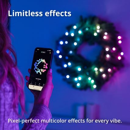 Twinkly - LED RGB Zatemnitveni božični venec 50xLED pr. 60 cm Wi-Fi