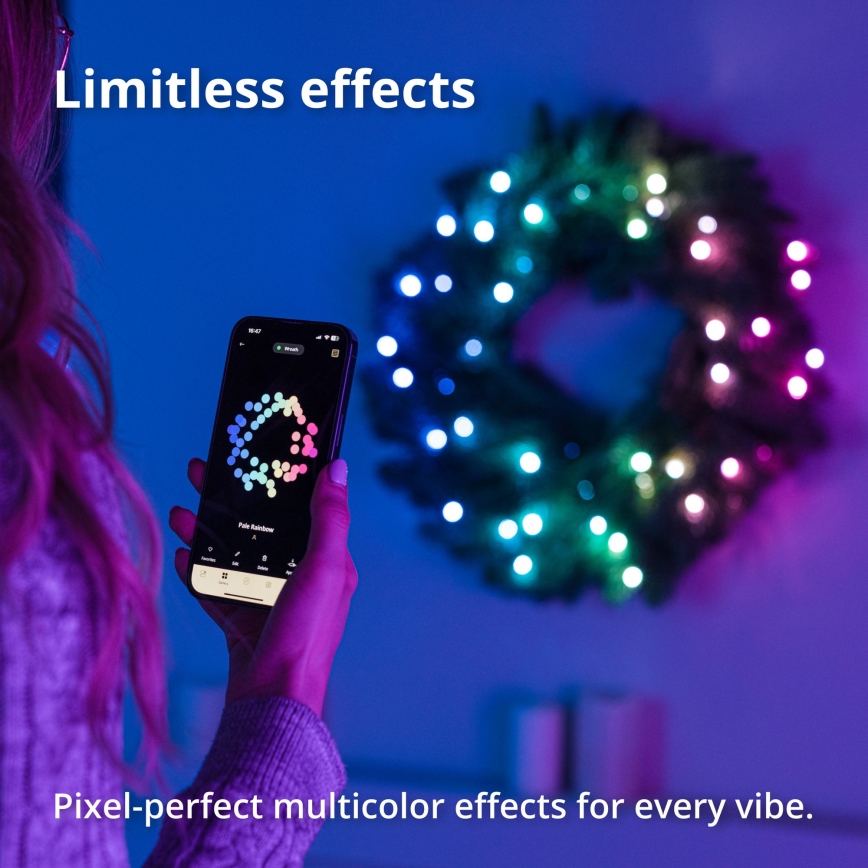 Twinkly - LED RGB Zatemnitveni božični venec 50xLED pr. 60 cm Wi-Fi