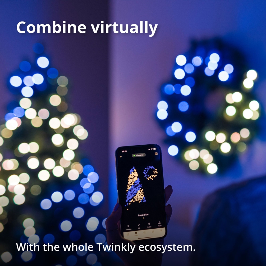 Twinkly - LED RGB Zatemnitveni božični venec 50xLED pr. 60 cm Wi-Fi