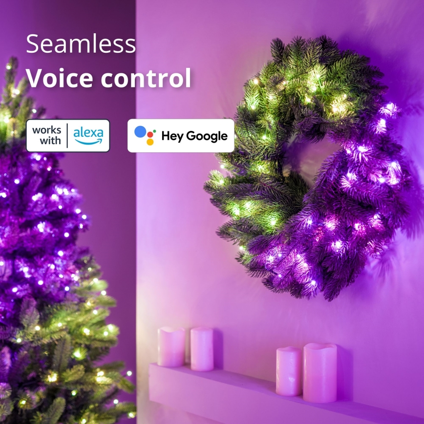 Twinkly - LED RGB Zatemnitveni božični venec 50xLED pr. 60 cm Wi-Fi