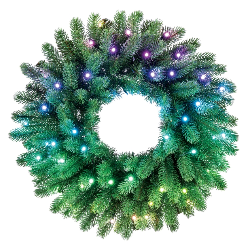 Twinkly - LED RGB Zatemnitveni božični venec 50xLED pr. 60 cm Wi-Fi