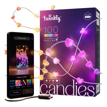 Twinkly - LED RGB z možnostjo zatemnitve niz CANDIES 100xLED 8 m USB Wi-Fi