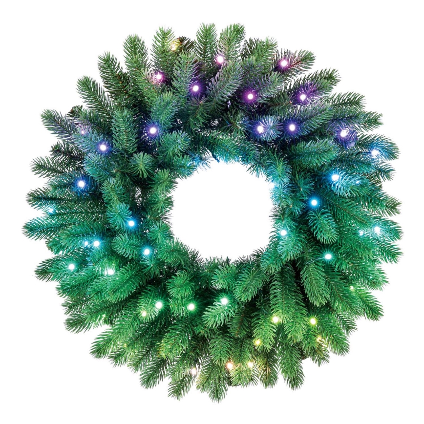 Twinkly - LED RGB Zatemnitven Božični venec PRE-LIT WREATH 50xLED pr. 61cm Wi-Fi