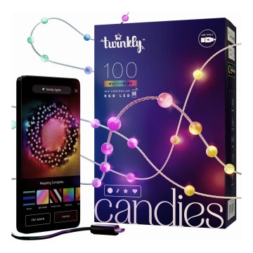 Twinkly - LED RGB Zatemnitvena božična veriga CANDIES 100xLED 8 m USB Wi-Fi