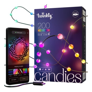 Twinkly - LED RGB Zatemnitvena božična veriga CANDIES 200xLED 14 m USB Wi-Fi