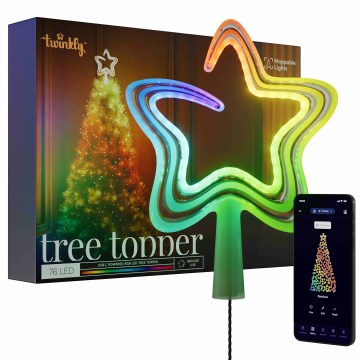 Twinkly - LED RGB Zatemnitvena božična zvezda TREE TOPPER 76xLED USB Wi-Fi