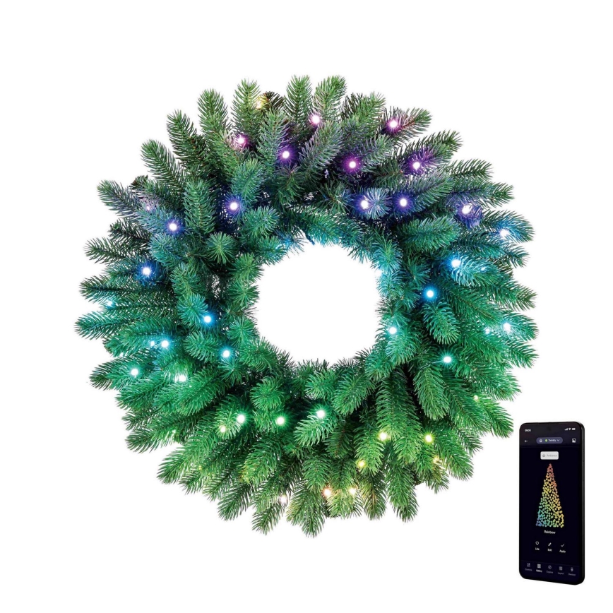 Twinkly - LED RGB Zatemnitveni božični venec 50xLED pr. 60 cm Wi-Fi