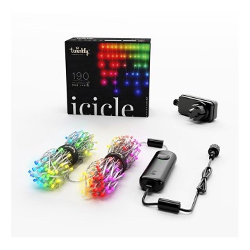 Twinkly - LED RGB Zunanja božična zavesa ICICLE 190xLED 11,5m IP44 Wi-Fi