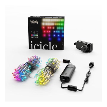 Twinkly - LED RGB Zunanja božična zavesa ICICLE 190xLED 11,5m IP44 Wi-Fi