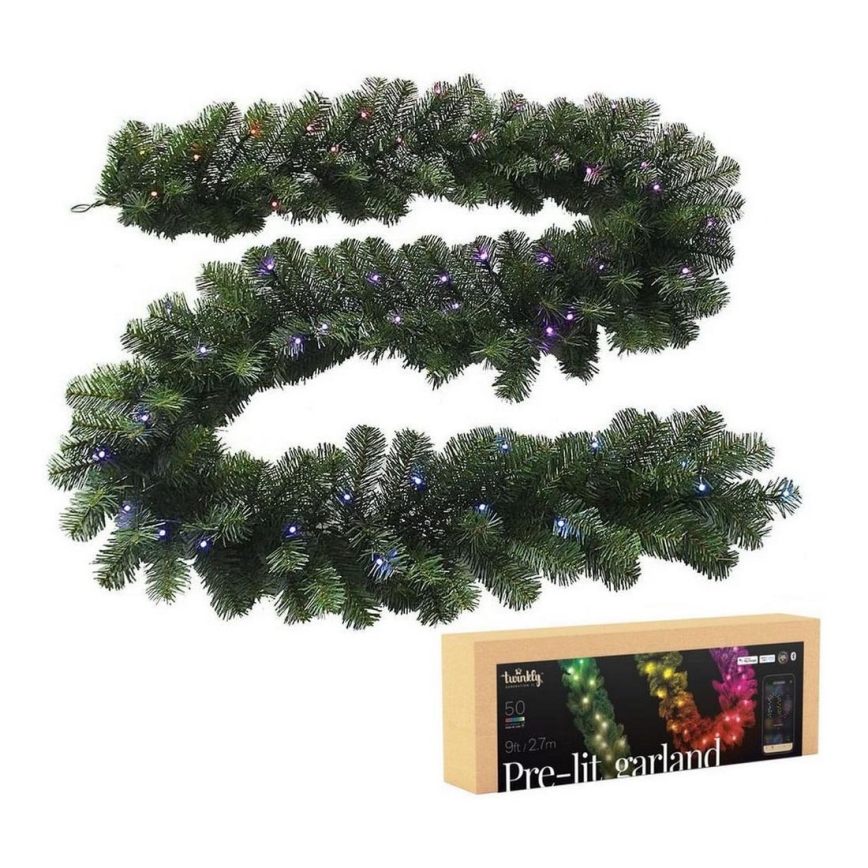 Twinkly - LED RGBW Zatemnitven Božična dekoracija PRE-LIT GARLAND 50xLED 3,15 m Wi-Fi