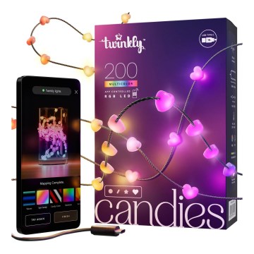 Twinkly - RGB LED zatemnljiv božični niz CANDIES 200xLED 14 m USB Wi-Fi