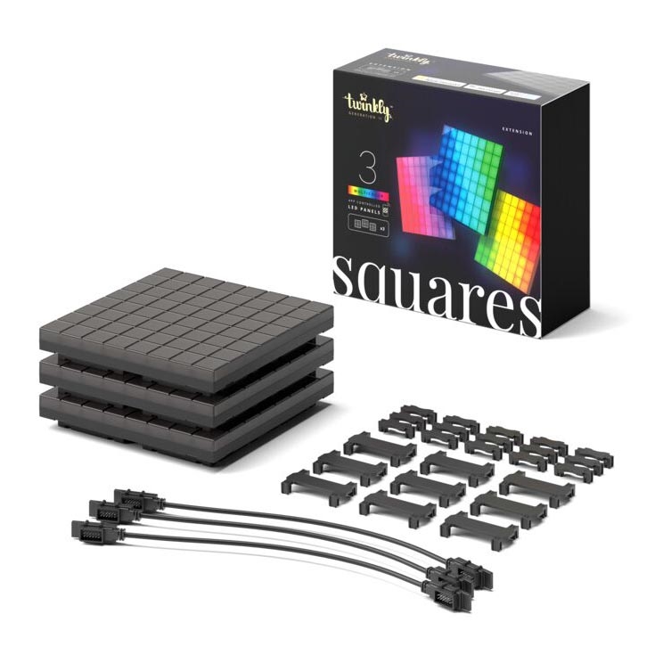 Twinkly - SET 3xLED RGB Zatemnitveni panel SQUARES 64xLED 16x16 cm Wi-Fi