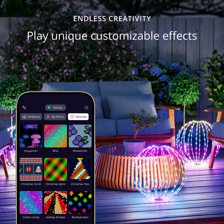 Twinkly - LED RGBW zatemnjiva zunanja dekoracija SPHERE 210xLED IP44 Wi-Fi