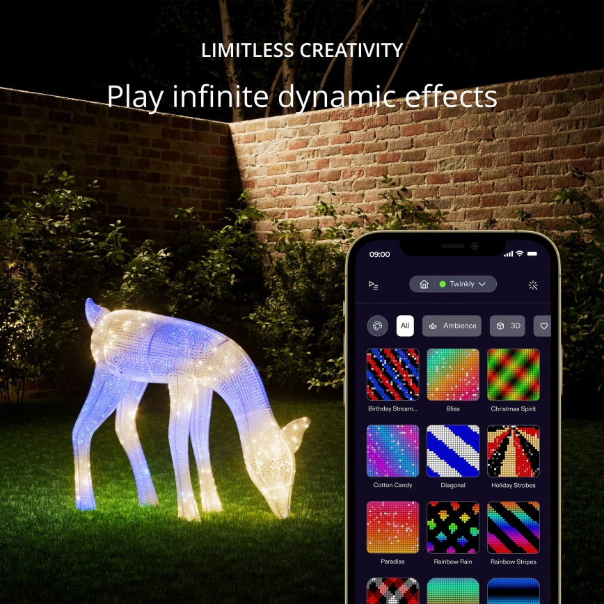 Twinkly - LED RGBW zatemnjen zunanji božični jelen REINGEERS 160xLED IP44 Wi-Fi