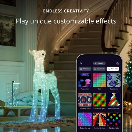 Twinkly - LED RGBW zatemljiv zunanji božični sob REINGEERS 200xLED IP44 Wi-Fi