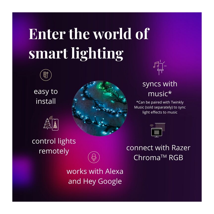 Twinkly - LED RGBW Zatemnitvena zunanja božična veriga CLUSTER 400xLED 9,5m IP44 Wi-Fi
