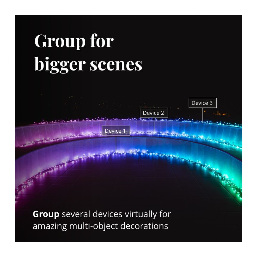 Twinkly - LED RGBW Zatemnitvena zunanja božična veriga CLUSTER 400xLED 9,5m IP44 Wi-Fi