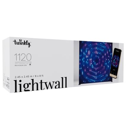 Twinkly - LED RGBW Zatemnjiva zunanja božična zavesa LIGHTWALL 1120xLED 2,6x2,7 m IP44 Wi-Fi + glasbeni dongle