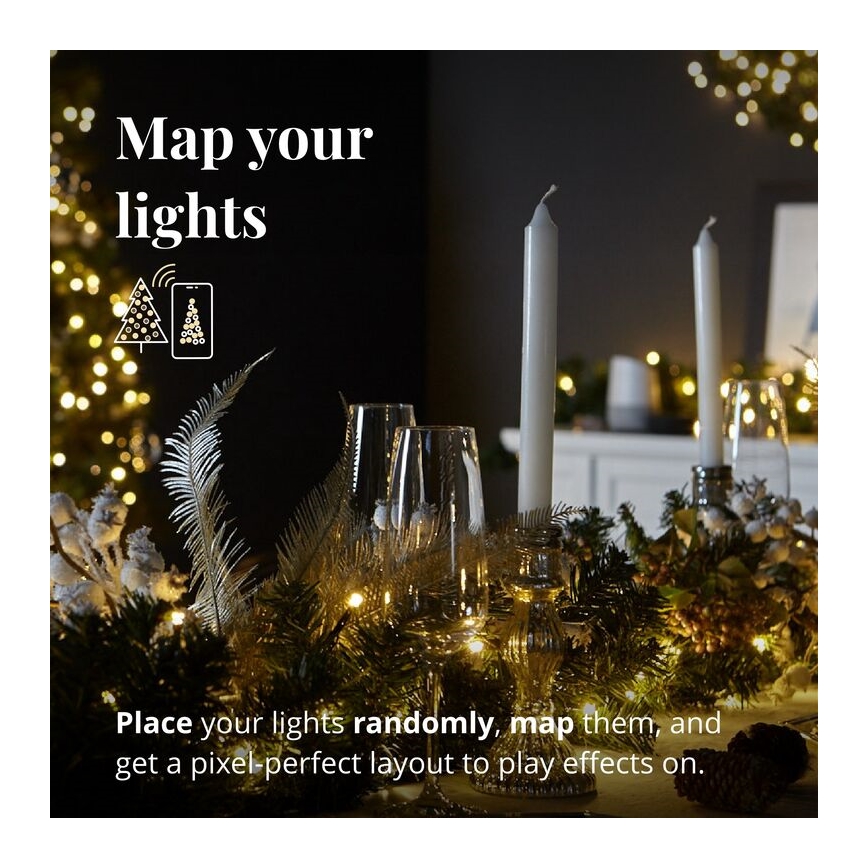 Twinkly - LED RGBW Zatemnitven Božična dekoracija PRE-LIT GARLAND 50xLED 3,15 m Wi-Fi