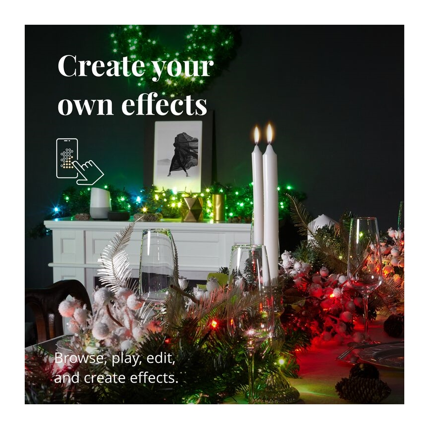 Twinkly - LED RGBW Zatemnitven Božična dekoracija PRE-LIT GARLAND 50xLED 3,15 m Wi-Fi