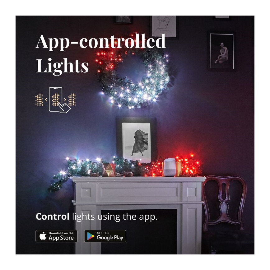 Twinkly - LED RGBW Zatemnitven Božična dekoracija PRE-LIT GARLAND 50xLED 3,15 m Wi-Fi