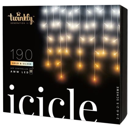 Twinkly - LED Zatemnitvena zunanja Božična zavesa ICICLE 190xLED 11,5m IP44 Wi-Fi