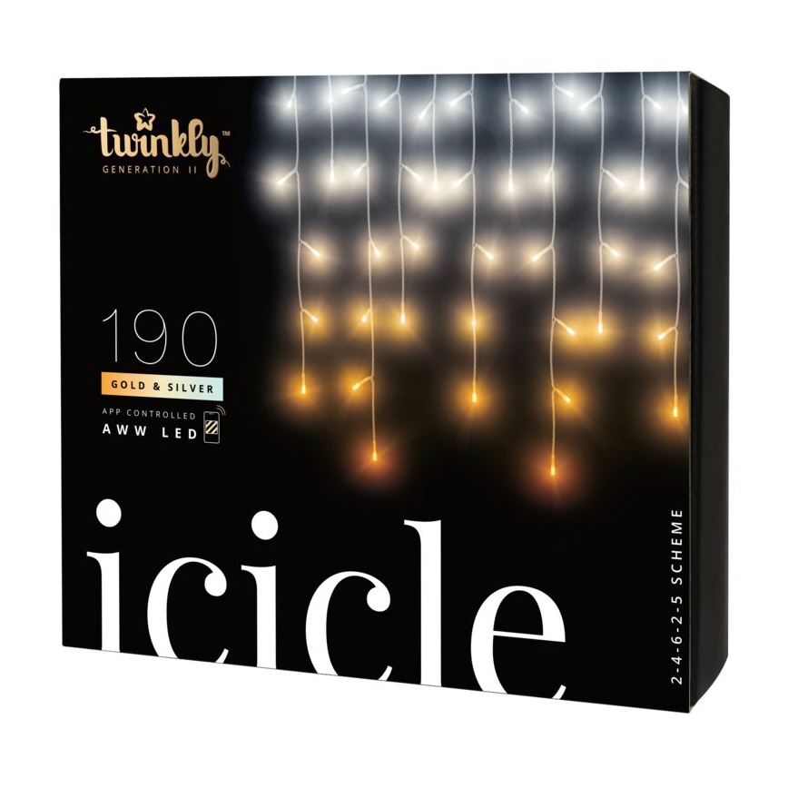 Twinkly - LED Zatemnitvena zunanja Božična zavesa ICICLE 190xLED 11,5m IP44 Wi-Fi