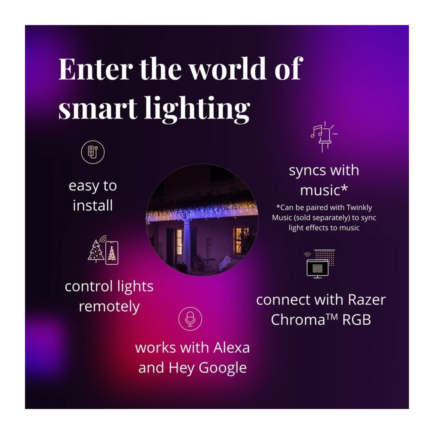 Twinkly - LED RGB Zatemnitvena zunanja Božična zavesa ICICLE 190xLED 11,5m IP44 Wi-Fi