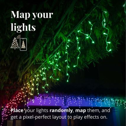 Twinkly - LED RGB Zatemnitvena zunanja Božična zavesa ICICLE 190xLED 11,5m IP44 Wi-Fi
