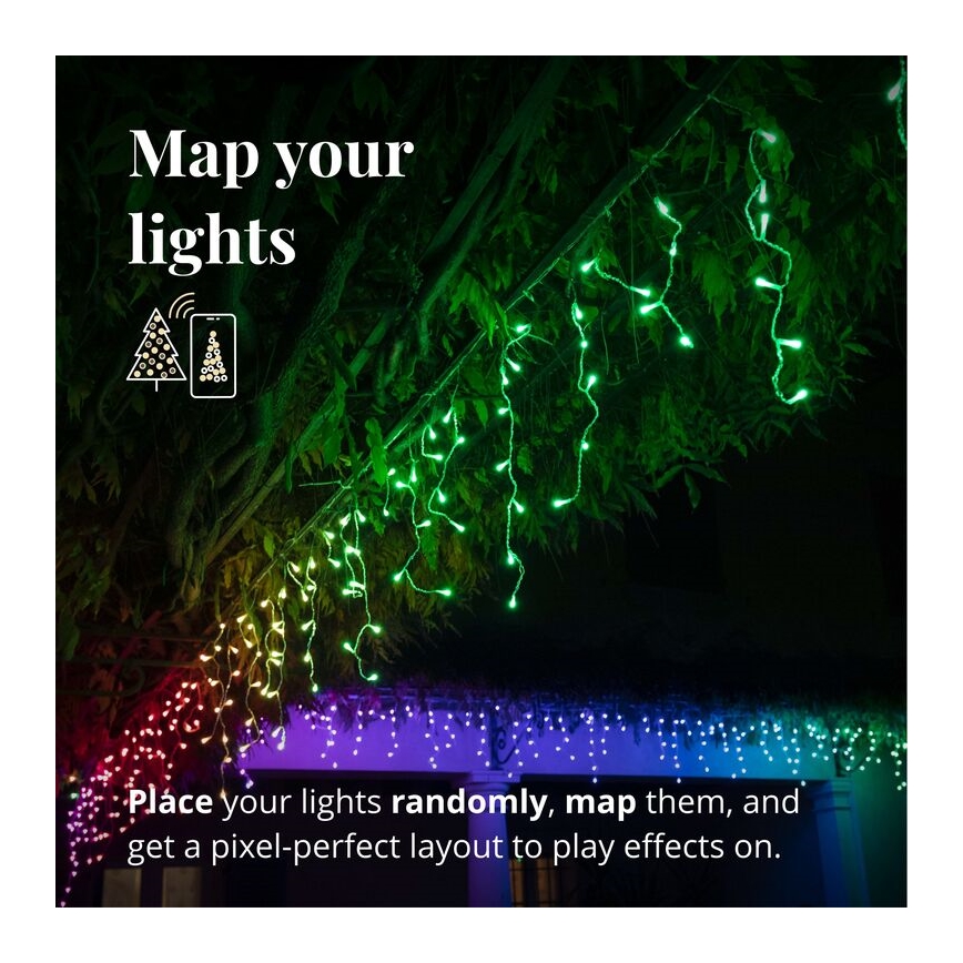 Twinkly - LED RGB Zatemnitvena zunanja Božična zavesa ICICLE 190xLED 11,5m IP44 Wi-Fi