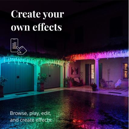 Twinkly - LED RGB Zatemnitvena zunanja Božična zavesa ICICLE 190xLED 11,5m IP44 Wi-Fi