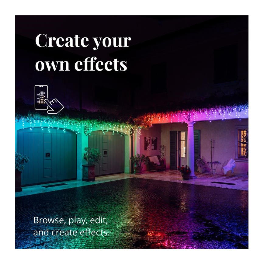 Twinkly - LED RGB Zatemnitvena zunanja Božična zavesa ICICLE 190xLED 11,5m IP44 Wi-Fi