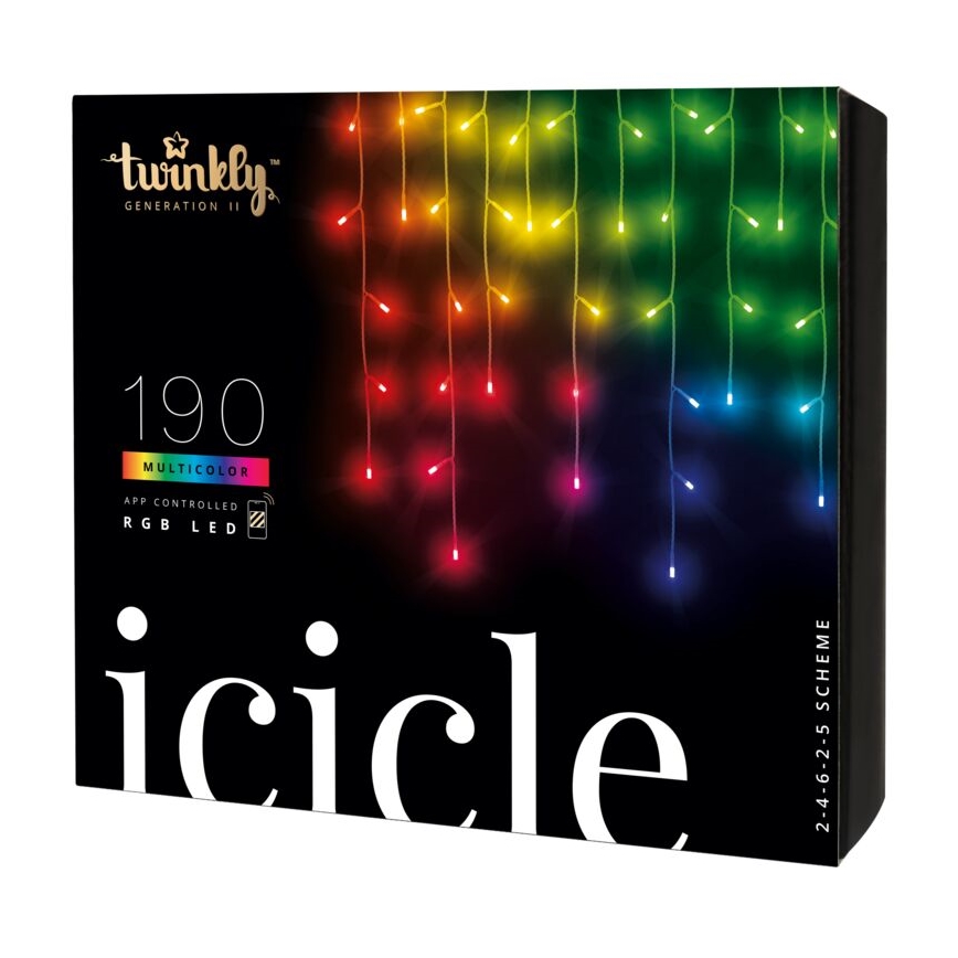 Twinkly - LED RGB Zatemnitvena zunanja Božična zavesa ICICLE 190xLED 11,5m IP44 Wi-Fi