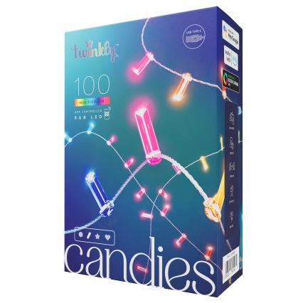 Twinkly - LED RGB Zatemnitvena božična veriga CANDIES 100xLED 8 m USB Wi-Fi