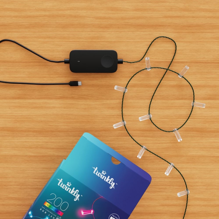 Twinkly - LED RGB niz lučk CANDIES s funkcijo zatemnjevanja, 200 LED, 14 m, USB, Wi‑Fi
