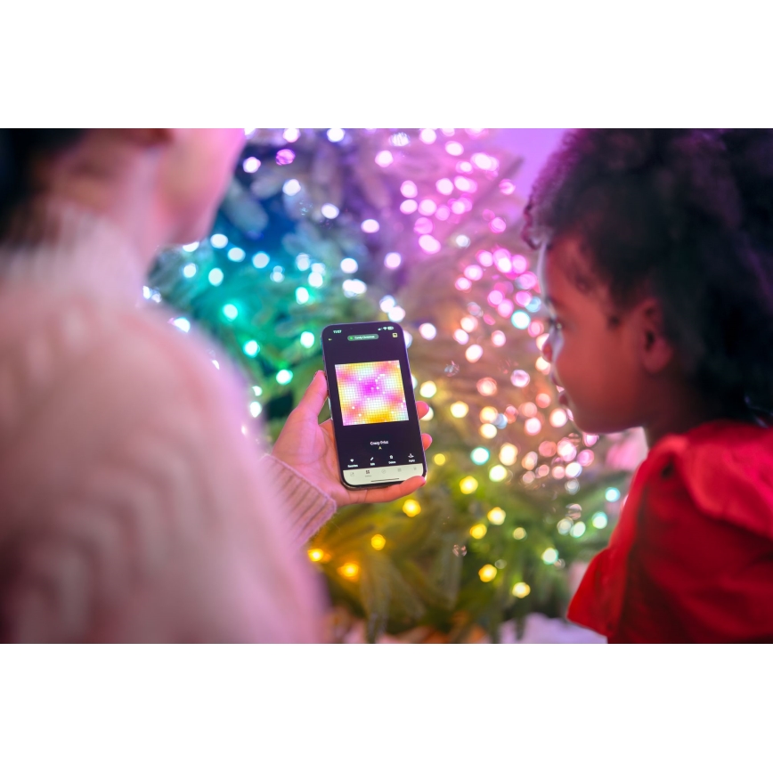 Twinkly - LED RGB veriga lučk CANDIES z možnostjo zatemnitve, 200 LED, 14 m, USB, Wi‑Fi