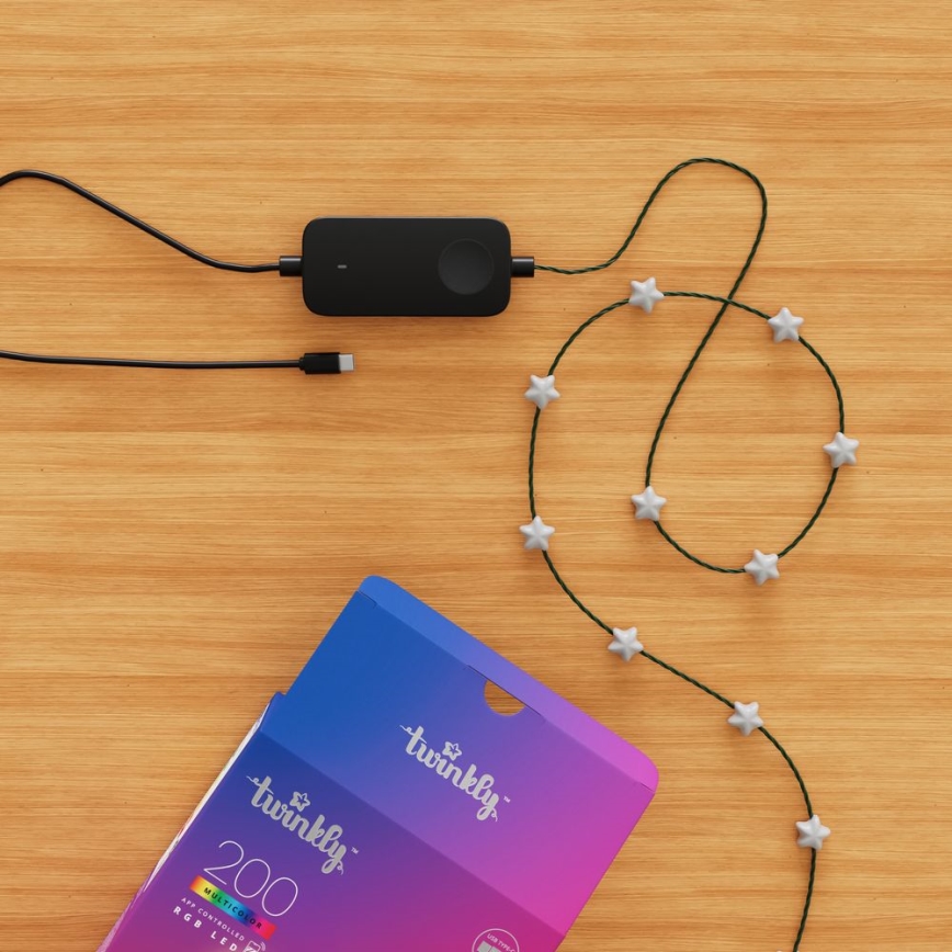 Twinkly - LED RGB veriga lučk CANDIES z možnostjo zatemnitve, 200 LED, 14 m, USB, Wi‑Fi