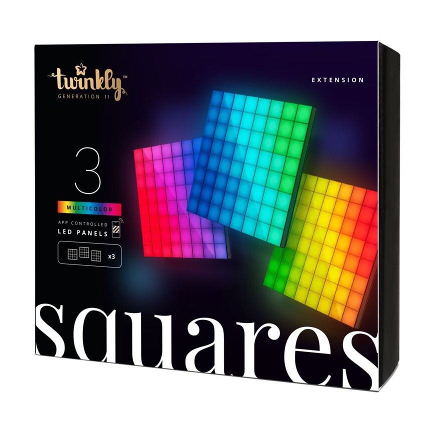 Twinkly - SET 3xLED RGB Zatemnitveni panel SQUARES 64xLED 16x16 cm Wi-Fi