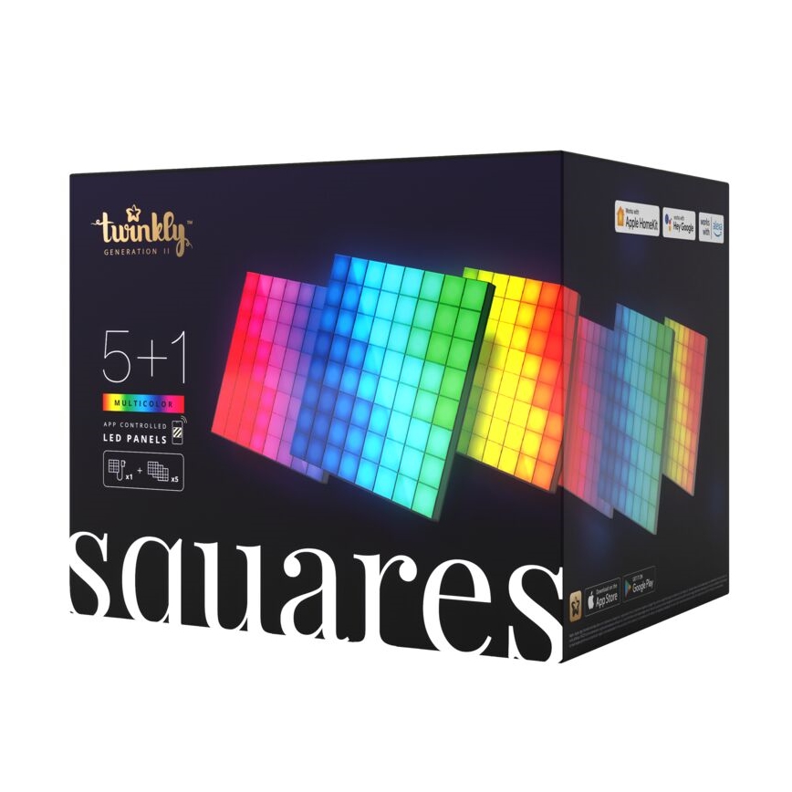 Twinkly - SET 6xLED RGB Zatemnitveni panel SQUARES 64xLED 16x16 cm Wi-Fi