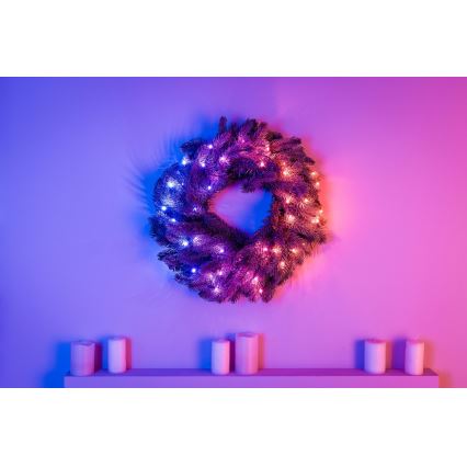 Twinkly - LED RGB Zatemnitven Božični venec PRE-LIT WREATH 50xLED pr. 61cm Wi-Fi