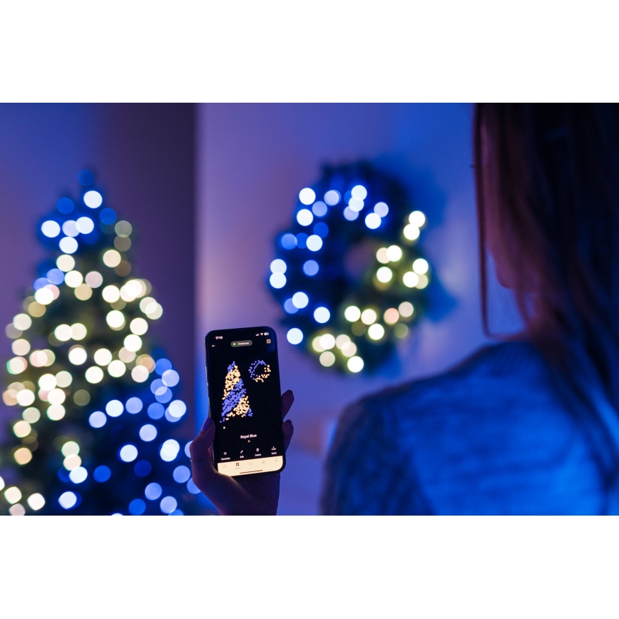 Twinkly - LED RGB Zatemnitven Božični venec PRE-LIT WREATH 50xLED pr. 61cm Wi-Fi