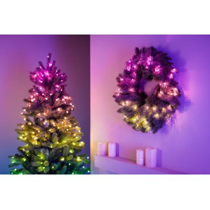 Twinkly - LED RGB Zatemnitven Božični venec PRE-LIT WREATH 50xLED pr. 61cm Wi-Fi