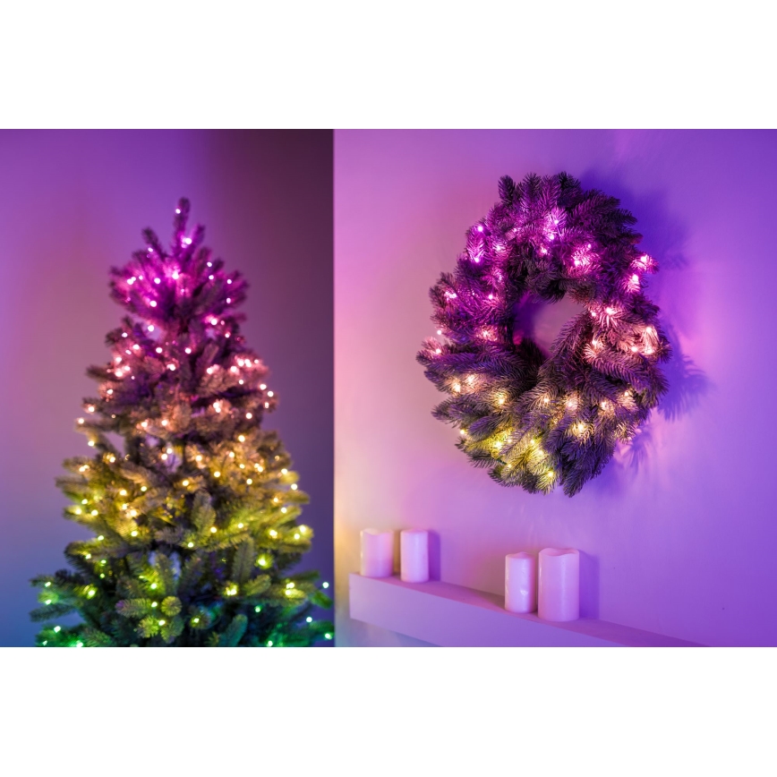 Twinkly - LED RGB Zatemnitven Božični venec PRE-LIT WREATH 50xLED pr. 61cm Wi-Fi