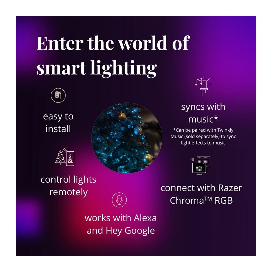 Twinkly - LED RGB Zatemnitven Božični venec PRE-LIT WREATH 50xLED pr. 61cm Wi-Fi