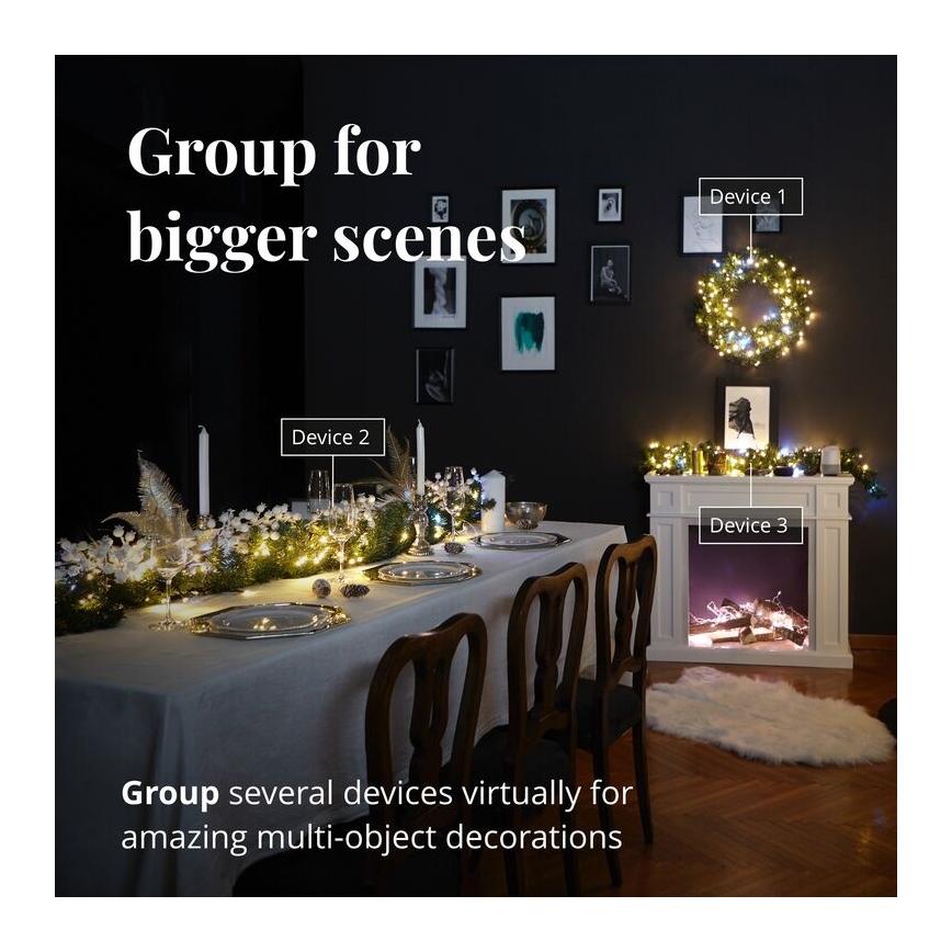 Twinkly - LED RGB Zatemnitven Božični venec PRE-LIT WREATH 50xLED pr. 61cm Wi-Fi